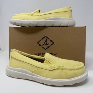 Sperry Women’s Yellow Canvas Slip-On Loafers Size 7.5M Comfort Casual Shoes